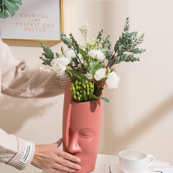 Durable Drop-Proof Thickened PE Dried Flower Ornaments Imitation Glaze Vase (Rose Pink) - Image 5