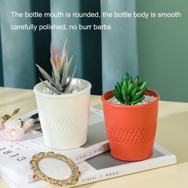 Simple PE Vase Wet And Dry Flower Arrangement Container Drop Resistant Imitation Glaze Hydroponic Flower Pot (Sea Blue) - Image 3