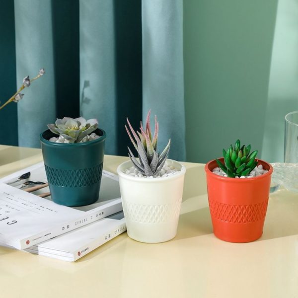 Simple PE Vase Wet And Dry Flower Arrangement Container Drop Resistant Imitation Glaze Hydroponic Flower Pot (Sea Blue) - Image 5