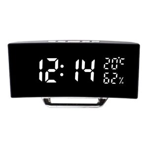 7816 Curved Screen LED Temperature / Humidity Display Multifunctional Clock (White)