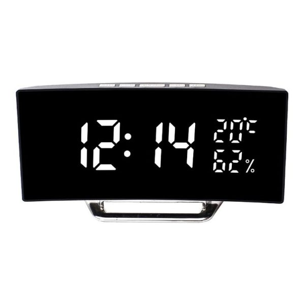 7816 Curved Screen LED Temperature / Humidity Display Multifunctional Clock (White)