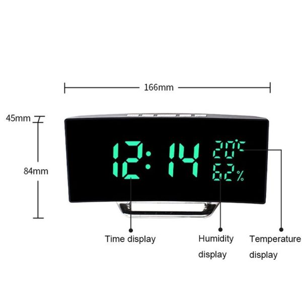 7816 Curved Screen LED Temperature / Humidity Display Multifunctional Clock (White) - Image 3