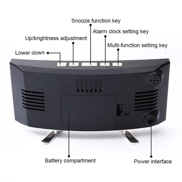 7816 Curved Screen LED Temperature / Humidity Display Multifunctional Clock (White) - Image 4