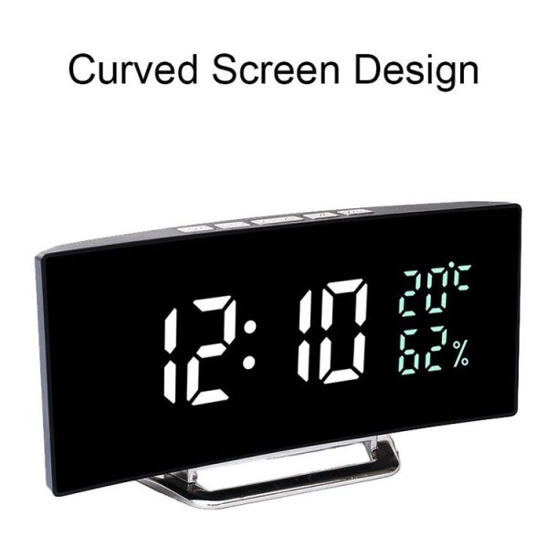 7816 Curved Screen LED Temperature / Humidity Display Multifunctional Clock (White) - Image 5