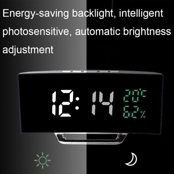 7816 Curved Screen LED Temperature / Humidity Display Multifunctional Clock (White) - Image 6