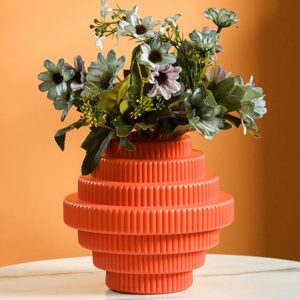 PE Vase Wet And Dry Flower Arrangement Container Imitation Porcelain Succulent Flower Pot (Rose Pink)