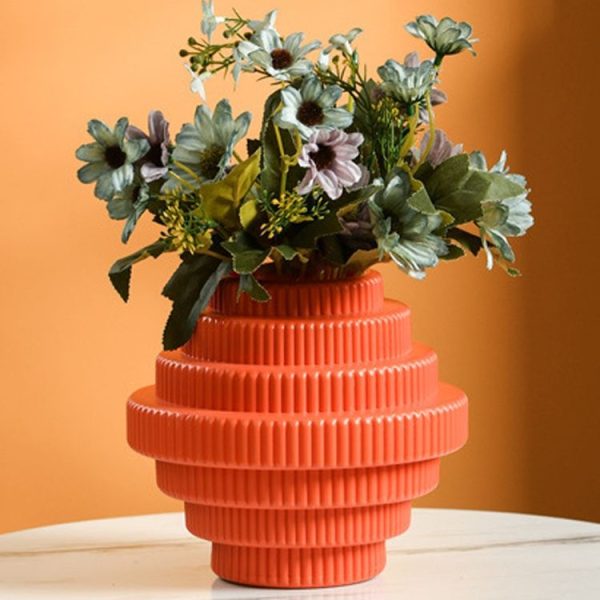 PE Vase Wet And Dry Flower Arrangement Container Imitation Porcelain Succulent Flower Pot (Rose Pink)