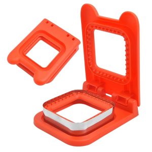 Stainless Steel Square Sandwich Mold Maker DIY Toast Sandwich Bread Cutting Machine (Red)