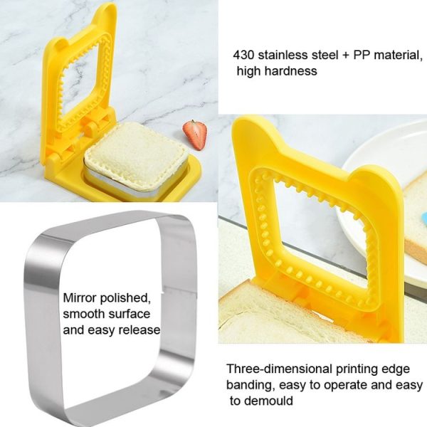 Stainless Steel Square Sandwich Mold Maker DIY Toast Sandwich Bread Cutting Machine (Red) - Image 5