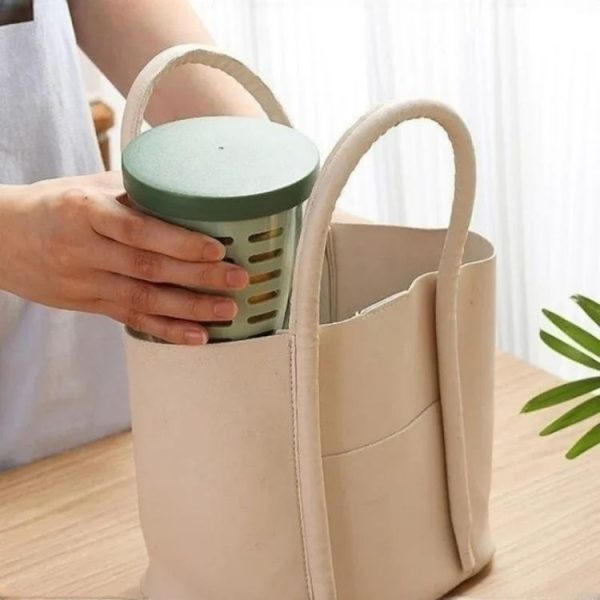 600ml Fruit and Veggie Snack Cup with Lid and Fork Airtight Leak-proof Salad Box (White) - Image 8