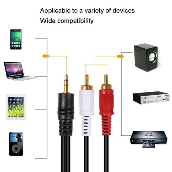 1.5m Full Copper 3.5mm To Double Lotus Audio Cable AV 1 In 2 Speaker Cable - Image 5