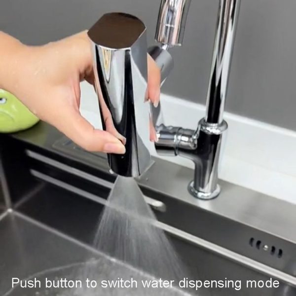 Multi-functional Flying Rain Waterfall Spout Connector Kitchen Faucet Splash Universal Swivel Bubbler, Color: Silver - Image 3