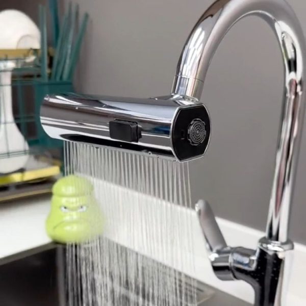 Multi-functional Flying Rain Waterfall Spout Connector Kitchen Faucet Splash Universal Swivel Bubbler, Color: Silver - Image 6