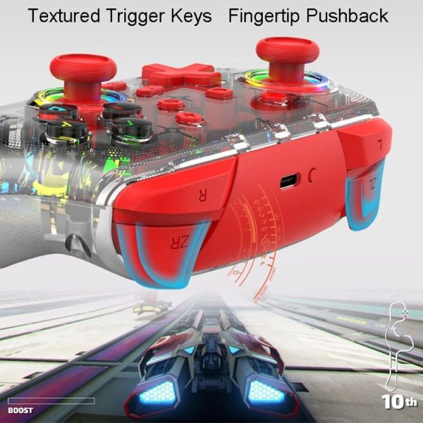 PS3 / PS4 Dual Vibration Wireless Gamepad With RGB Lights (Red) - Image 7