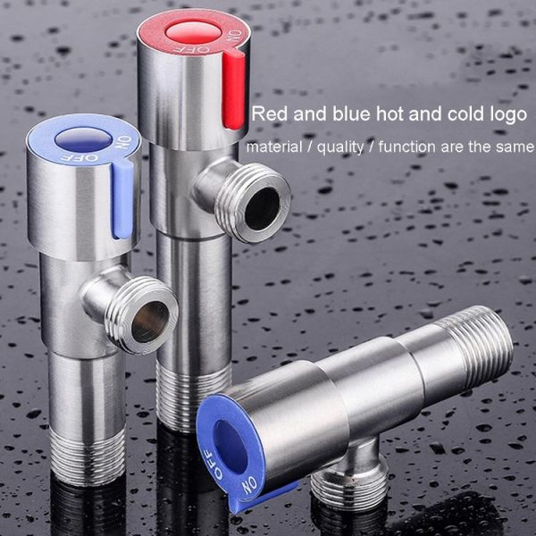 Model D 304 Hexagonal Stainless Steel Angle Valve Fine Copper Ceramic Valve Spool With Decorative Cover (Red Logo Hot Water) - Image 3