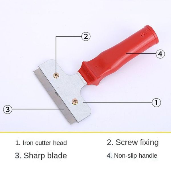 Iron Head Plastic Handle Scraper Cleaner for Glass Window Tile Floor Ice Wall Paint (Red) - Image 6