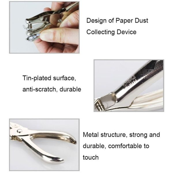 Deli 0114 Single Hole Punching Pliers Manual Mini Round Hole Paper Puncher (130x11x57mm) - Image 4