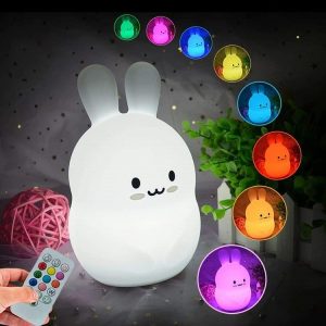Rabbit Silicone Pat Night Light Children Gift Color Changing Lamp, Specification: Charging Remote Control