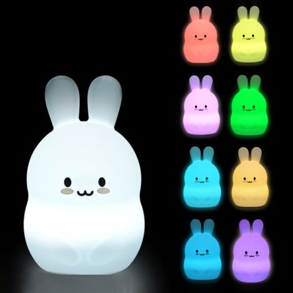 Rabbit Silicone Pat Night Light Children Gift Color Changing Lamp, Specification: Charging Remote Control - Image 2