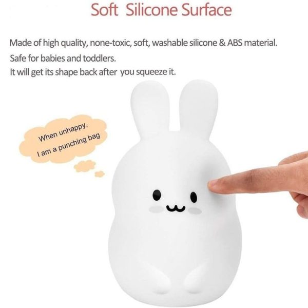 Rabbit Silicone Pat Night Light Children Gift Color Changing Lamp, Specification: Charging Remote Control - Image 4