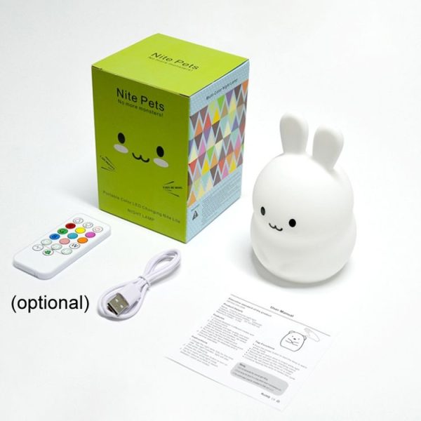 Rabbit Silicone Pat Night Light Children Gift Color Changing Lamp, Specification: Charging Remote Control - Image 8