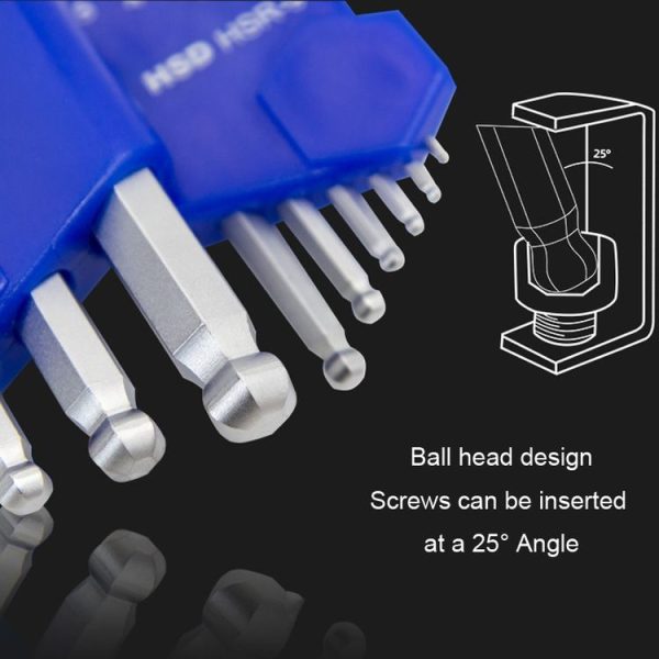 9pcs / set HSD HSR-9 Short Version Short-Side Ball-End Hexagon Wrench Set Tools - Image 5