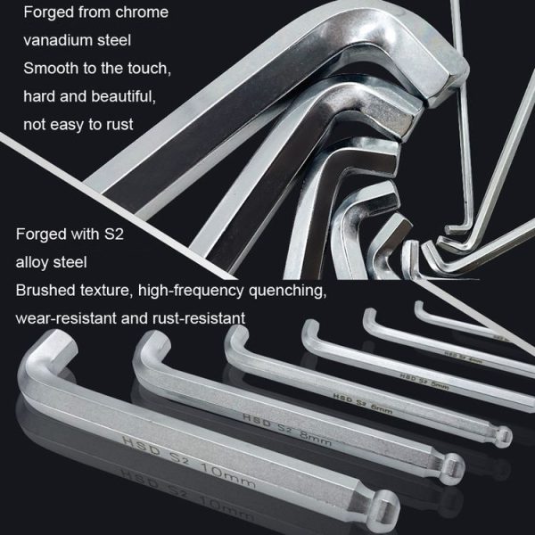 9pcs / set HSD HSR-9 Short Version Short-Side Ball-End Hexagon Wrench Set Tools - Image 7