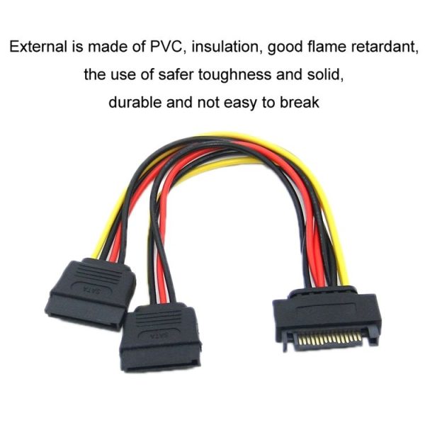 0.2m 15P to Dual 15P One to Two SATA Hard Drive Power Conversion Cable - Image 3