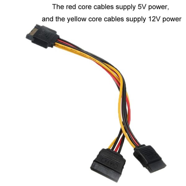 0.2m 15P to Dual 15P One to Two SATA Hard Drive Power Conversion Cable - Image 4