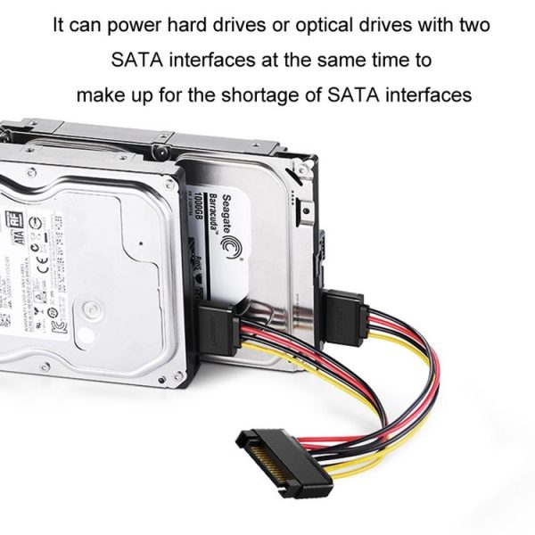 0.2m 15P to Dual 15P One to Two SATA Hard Drive Power Conversion Cable - Image 5