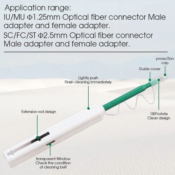 2pcs / Set Fiber Optic Cleaning Pen Endface Cleaner Fiber Optic Cleaning Tool for 1.25mm LC / Mu and 2.5mm SC / ST / FC (SC+LC) - Image 5