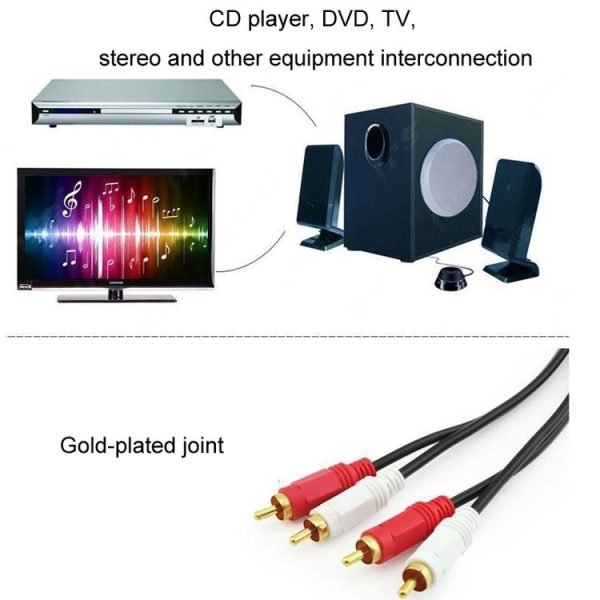 1.5m Double Lotus Audio Cable RCA Two-To-Two Power Amplifier Audio Cable - Image 4