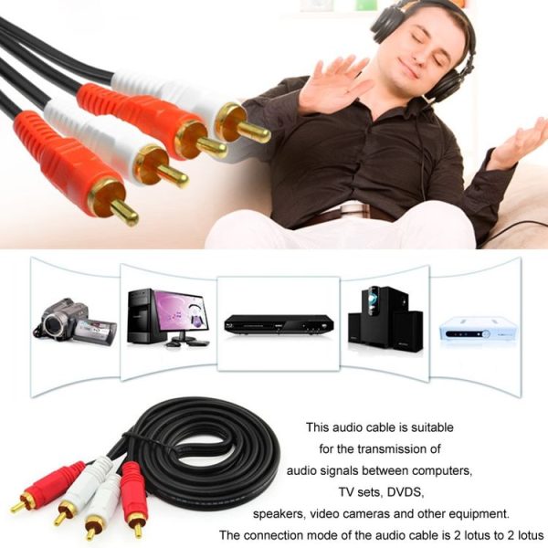 1.5m Double Lotus Audio Cable RCA Two-To-Two Power Amplifier Audio Cable - Image 5