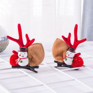 1pair Christmas Hair Accessories Cute Hairpins For Children, Color: Snowman