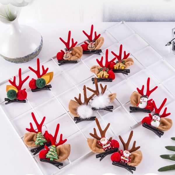 1pair Christmas Hair Accessories Cute Hairpins For Children, Color: Snowman - Image 2