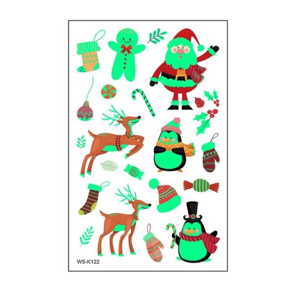 10pcs Christmas Glow Waterproof Cartoon Tattoo Sticker (WS-K122)