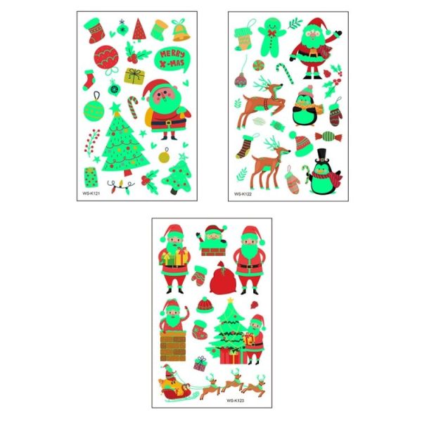 10pcs Christmas Glow Waterproof Cartoon Tattoo Sticker (WS-K122) - Image 2