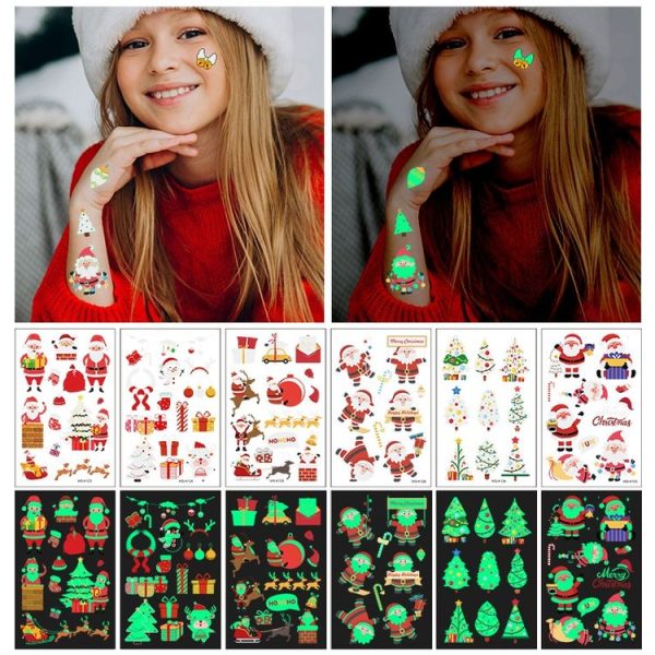 10pcs Christmas Glow Waterproof Cartoon Tattoo Sticker (WS-K122) - Image 3