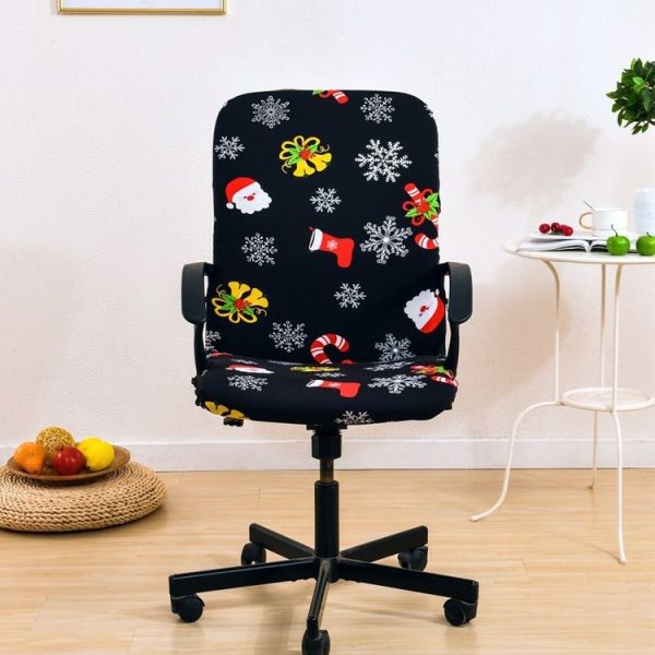 Stretch Chair Cover Office Armrest Lift Computer Chair Seat Cover, Size: S (Happy Christmas Green) - Image 6