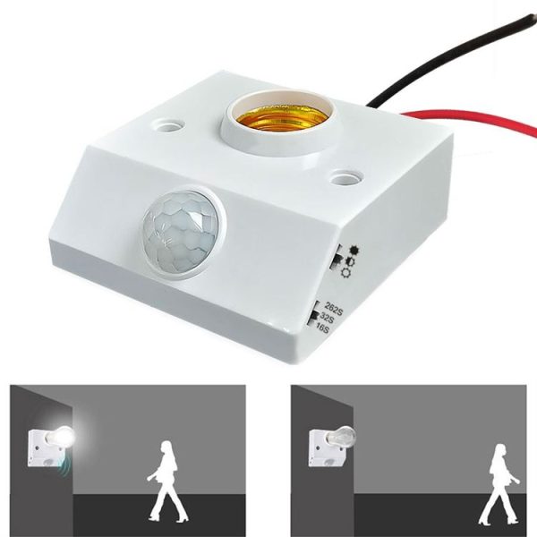 YX-425B AC85-265V Infrared Human Body Induction E27 Screw LED Lamp Holder (Adjustable)