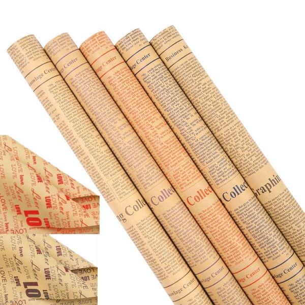 10pcs Retro Cowhide English Newspaper Gift Flower Packaging Material (Random Style Delivery) - Image 2