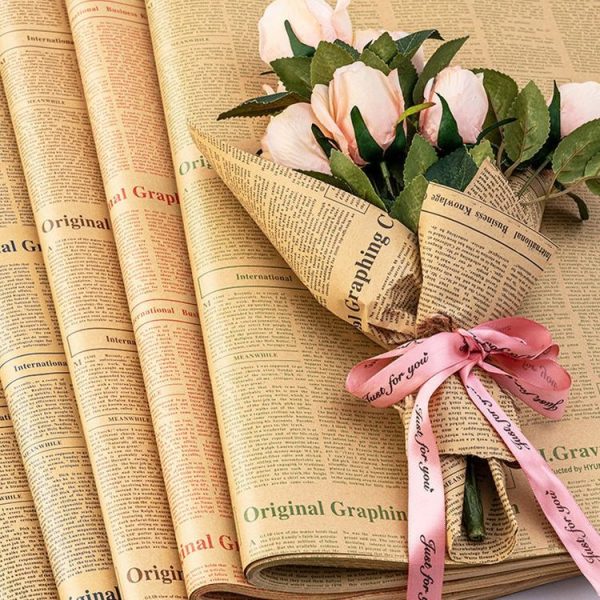 10pcs Retro Cowhide English Newspaper Gift Flower Packaging Material (Random Style Delivery) - Image 3