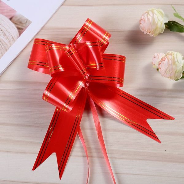 100pcs Hand Drawn Flower Wedding Ribbon Fruit Basket Bow Decoration (Red Phnom Penh)