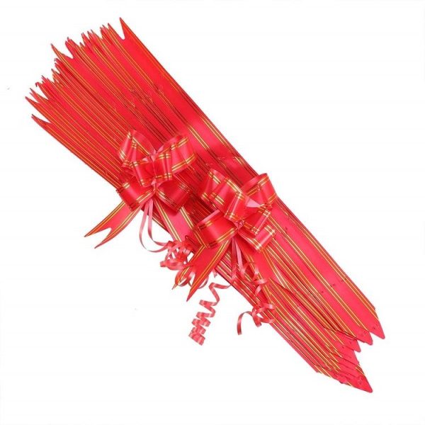 100pcs Hand Drawn Flower Wedding Ribbon Fruit Basket Bow Decoration (Red Phnom Penh) - Image 3