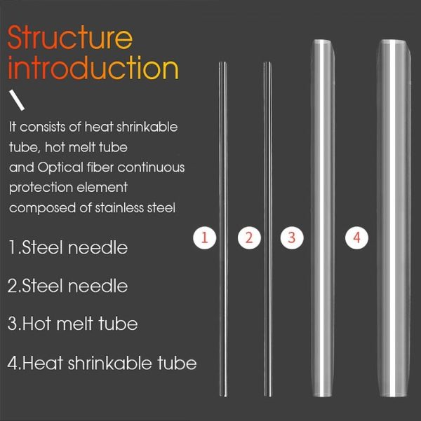 50pcs / pack 60mm Double -Pin Leather Thread Optical Fiber Heat Shrinkable Tube Optical Hot Melt Tube - Image 5