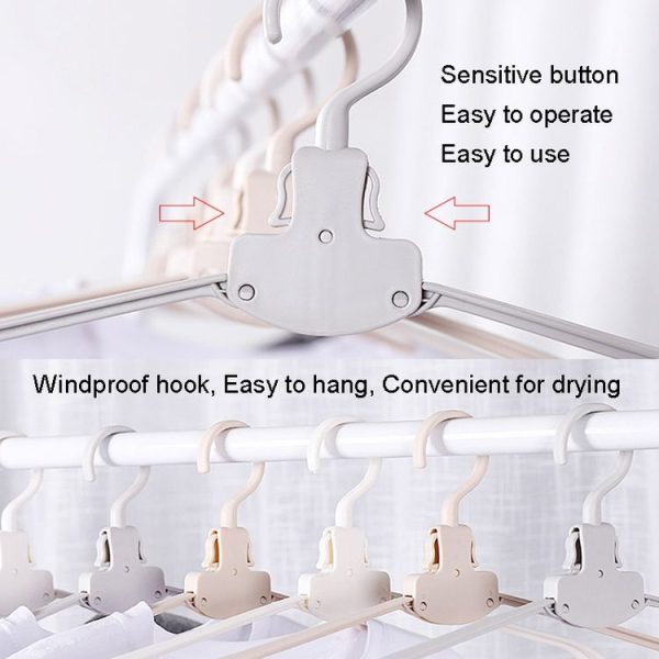 Plastic Travel Folding Hanger Portable Clothes Wide Shoulder Traceless Drying Rack (Gray) - Image 5