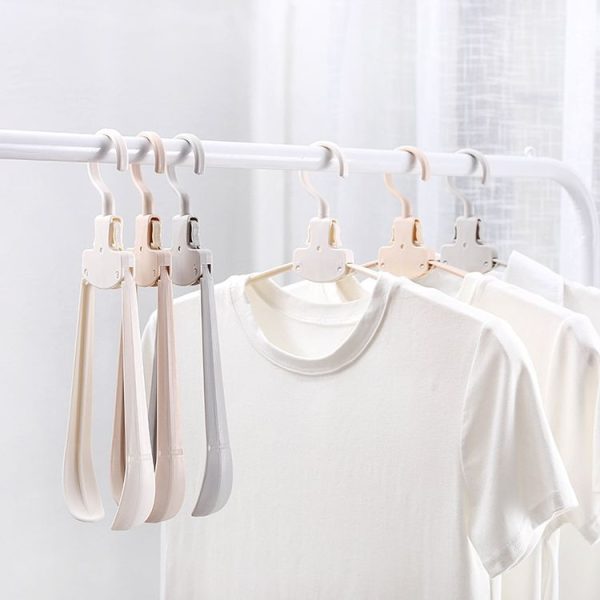 Plastic Travel Folding Hanger Portable Clothes Wide Shoulder Traceless Drying Rack (Gray) - Image 7