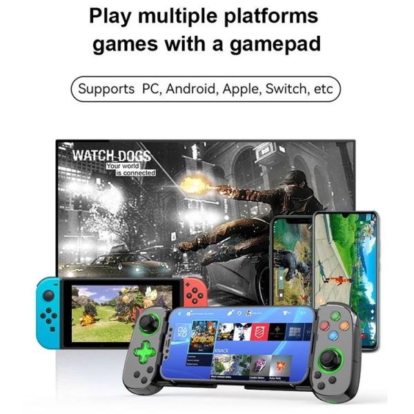 D7 BT5.0 Retractable Gamepad With Light For PC / Android / IPhone / Win7 10 11 / Mac OS / Switch (Black) - Image 4