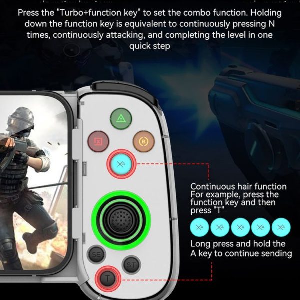 D7 BT5.0 Retractable Gamepad With Light For PC / Android / IPhone / Win7 10 11 / Mac OS / Switch (Black) - Image 8