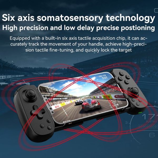 D6 Bluetooth Retractable Gamepad Dual Hall Six-Axis Somatosensory For Android / IPhone / Switch (Black) - Image 9